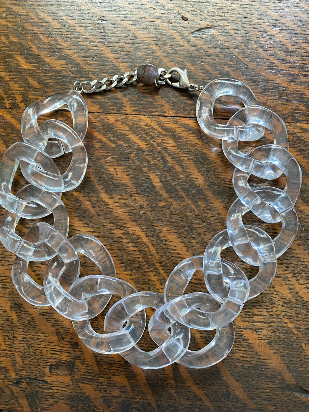 Transparent Link Statement Necklace - Clear Chain Collar